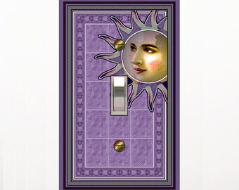 0107c  Illuminated Purple Moon light switch plate cover-mrs butler-choose sizes/prices from drop down box