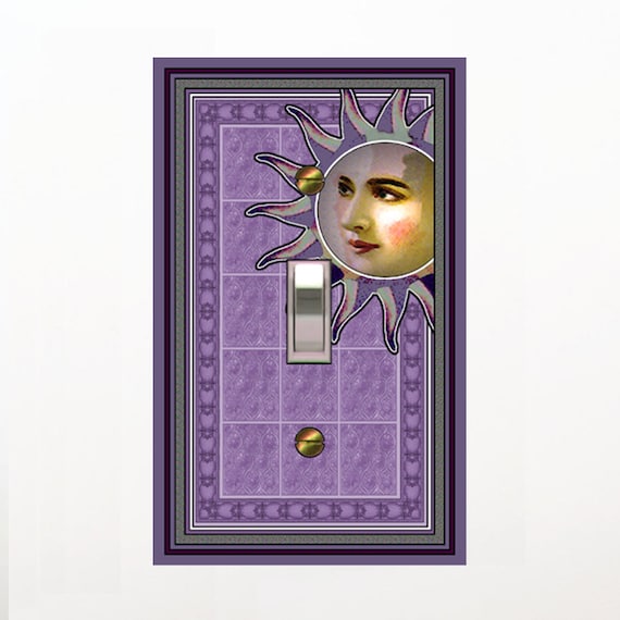 0107c  Illuminated Purple Moon light switch plate cover-mrs butler-choose sizes/prices from drop down box