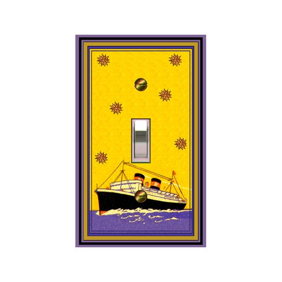 0447X - Retro Cruise Ship light switch plate - - mrs butler switchplates -