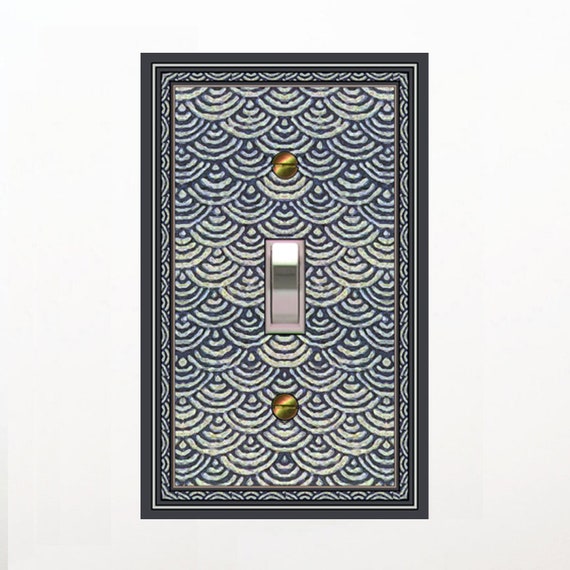 0457X Flat Image of Hand Made Asian Textile Indigo Scales Pattern Navy & Gray ~ Mrs Butler Unique Switchplate Cover ~ Use Drop Down Boxes