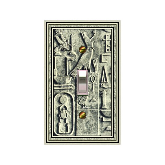 1117X Flat Image of Faux Egyptian Carved Stone Hieroglyphics Bird ~ Mrs Butler Unique Switchplate Cover ~ Drop Down Box Below