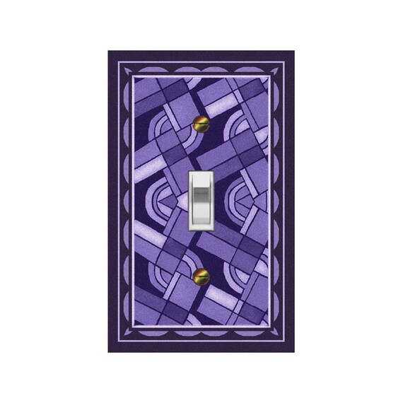 1427B Image of Retro Purple Geometric Faux Stained Glass Design ~ Mrs Butler Unique Switchplates ~ Use Drop Downs ~ See 1427A on this Bkgd