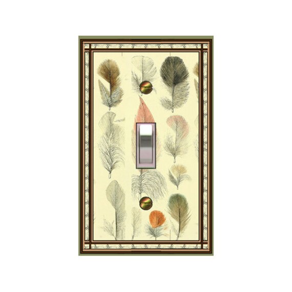 0327X Flat Image of Feathers on Pale Yellow ~ Mrs Butler Unique Switchplate Cover ~ Use Drop Downs Below ~ Search Other FEATHER Designs