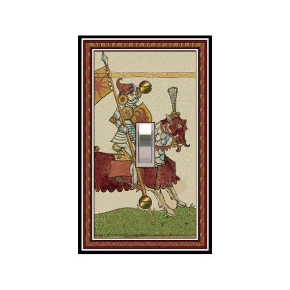 0198X Medieval Knight & Horse in Armor w/ Flag ~ Mrs Butler Unique Switchplate Cover ~ Use Drop Down Box ~ See Other Medieval/Knight Designs