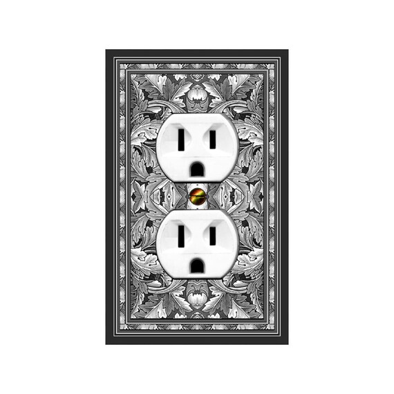 0149G Flat Image Art Nouveau Morris Acanthus Leaves Gray Scale ~ Mrs Butler Unique Switchplate Cover ~ Use Drop Downs ~ See 0149A-X Versions