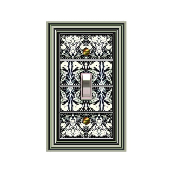 0510X Flat Image Art Deco Barely Lime Floral Panels Design ~ Mrs Butler Unique Switchplates ~ Use Drop Downs Below