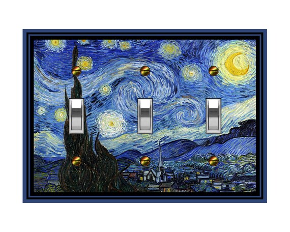 0708B Van Gogh Starry Night Sky Town Landscape ~ Mrs Butler Unique Switchplate Cover ~ Use Drop Down Box Below ~ See Van Gogh & Fine Art