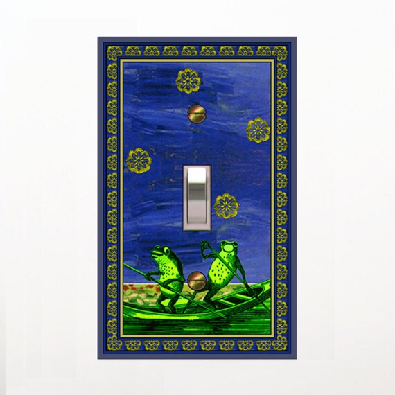 0230X Adorable Image of Frogs in Row Boat under Floral Stars Painting ~ Butler Unique Switchplate Cover ~ Use Drop Down Boxes Below