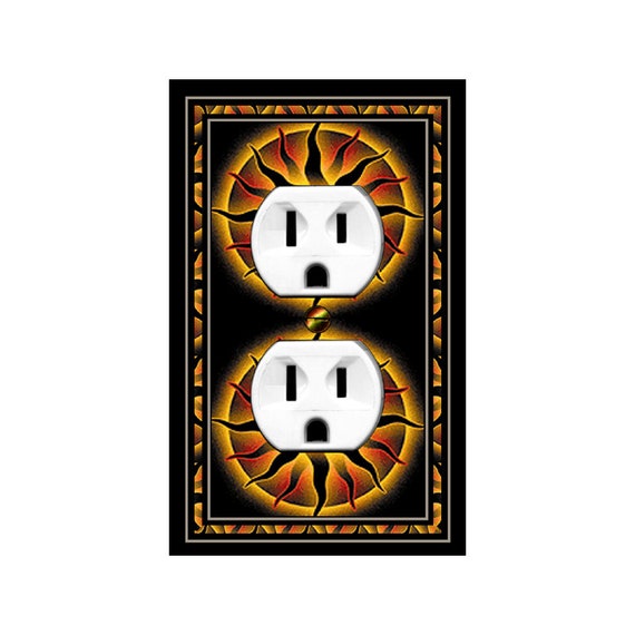 1573B Colorful Flaming Blazing Suns on Dramatic Black Background ~ Mrs Butler Unique Switchplate Covers ~ Use Drop Down Boxes Below