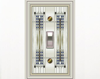 0454X Mod Design Stained Glass Mostly The Palest Gray Olive Navy ~ Mrs Butler Unique Switchplate Cover ~ Use Drop Down Box ~Many Mod Designs
