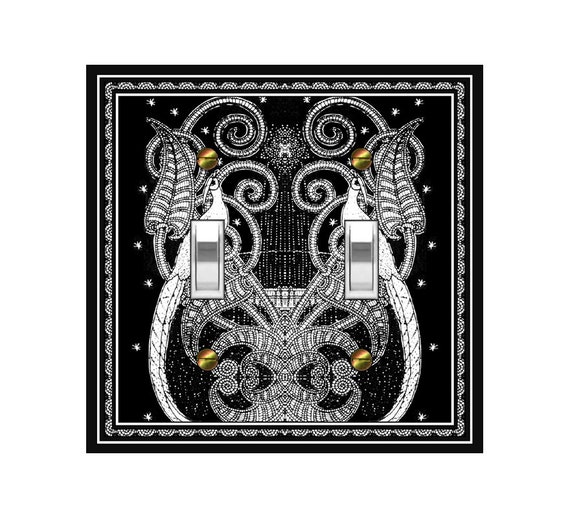 1644X Art Deco Ornate Peacocks Gray Scale Design ~ Mrs Butler Unique Switchplate Cover ~ Use Drop Downs Below ~ Many Other Peacock Designs