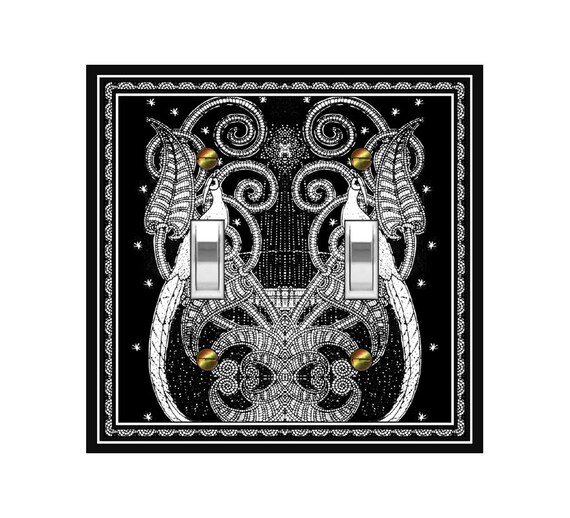 1644X Art Deco Ornate Peacocks Gray Scale Design ~ Mrs Butler Unique Switchplate Cover ~ Use Drop Downs Below ~ Many Other Peacock Designs