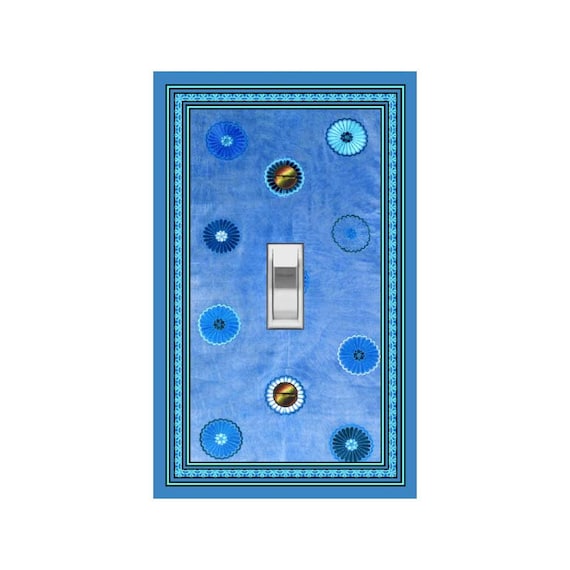 0453B Asian Inspired Blue/Teal/Aqua Floral Silk Design ~ Mrs Butler Unique Switchplate Cover ~ Use Drop Downs Below ~ See 0453A-C Variations