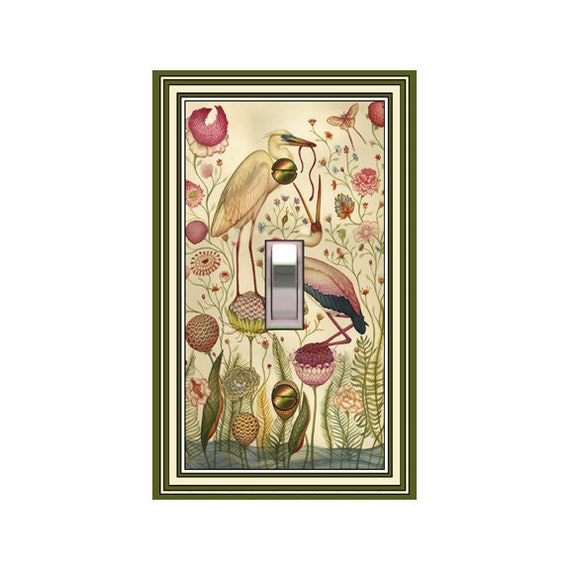 1150X Image of Vintage Antique Botanical Design Birds Butterflies Flowers Nature ~ Mrs Butler Unique Switchplate Cover ~ Use Drop Down Box