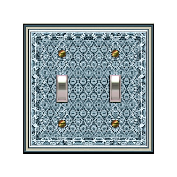 0224D Flat Image of Intricate African Blue Cloth Design ~ Mrs Butler Unique Switchplate Cover ~ Use Drop Down Box ~ See 0224A-D Variations
