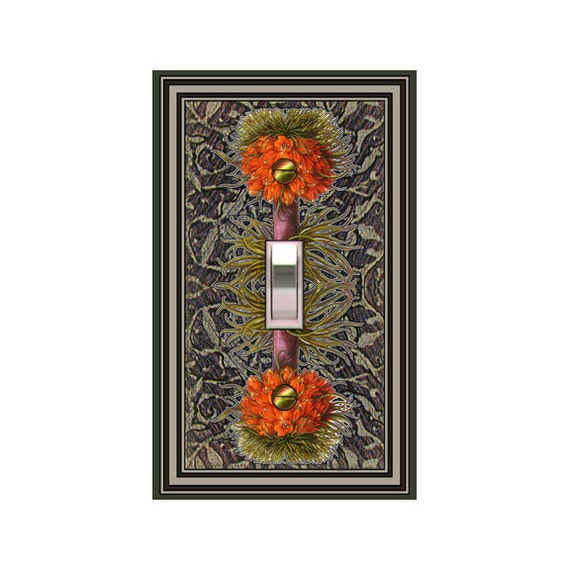 0531A Corona Imperialis Flower on Abstract Floral Leaf Design ~ Mrs Butler Unique Switchplates ~ Use Drop Downs ~ See 0531B Bkgd Design