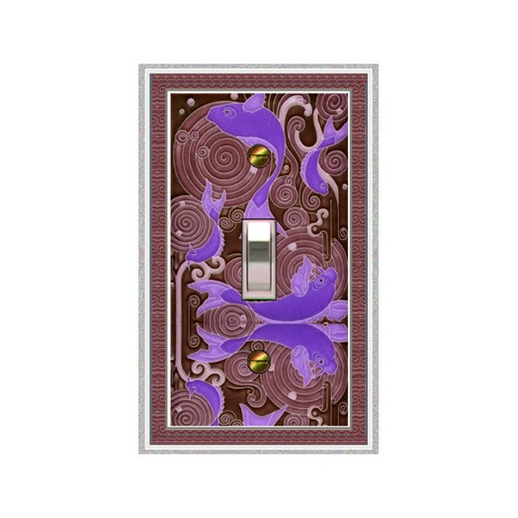 0320X Asian Lucky Purple Koi Pond Extraordinary Design Shades of Violet Red ~ Mrs Butler Unique Switchplate Cover ~ Use Drop Down Box Below
