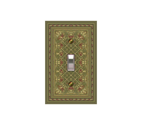 1153B Flat Image of Persian Rug Floral Olive Red Yellow Design ~ Mrs Butler Unique Switchplates ~ Use Drop Downs Below