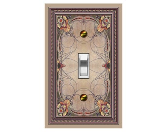 1124X Image of Art Deco Iris Floral Faux Stained Glass (Not Glass) ~ Mrs Butler Unique Switchplate Cover ~ Use Drop Down Boxes Below