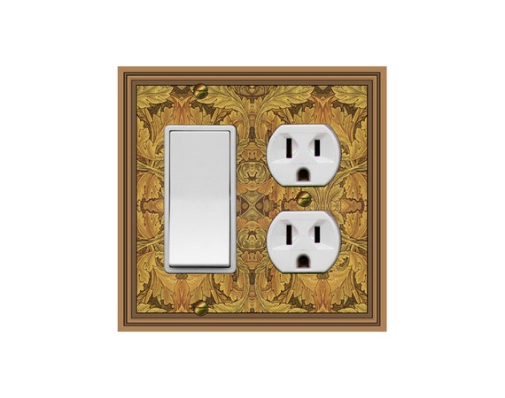 0800B Art Nouveau Wm Morris Gold Leaves Design ~ Mrs Butler Unique Switchplate Cover ~ Use Drop Down Box Below ~ See Other Morris Designs