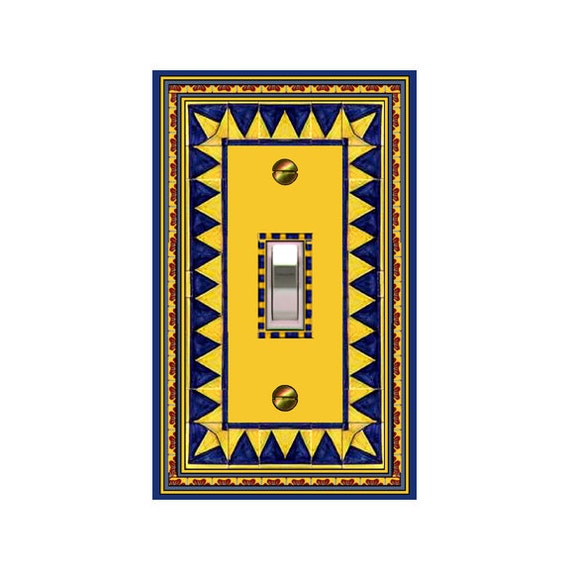 0287B Image Faux Quilt Bold Colorful Design Yellow Blue Red ~ Mrs Butler Unique Switchplate Cover ~ Use Drop Down Boxes ~ See 0287A with Cow