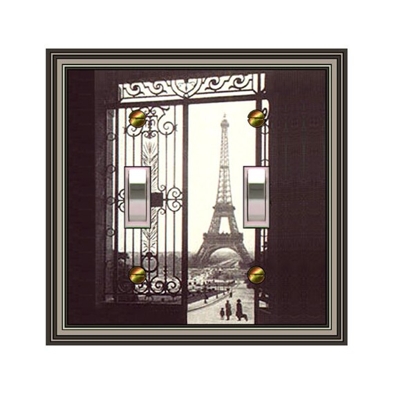0477X Eiffel Tower Seen Through Gate ~ Mrs Butler Uniquer Switchplate Cover ~ Use Drop Down Box Below ~ See Other Eiffel Tower Designs