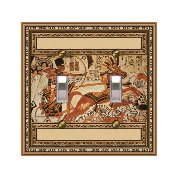 1115X Flat Image of Egyptian King Tut Chariot Horses Deer Symbols ~ Mrs Butler Unique Switchplate Cover ~ Use Drop Down Boxes Below