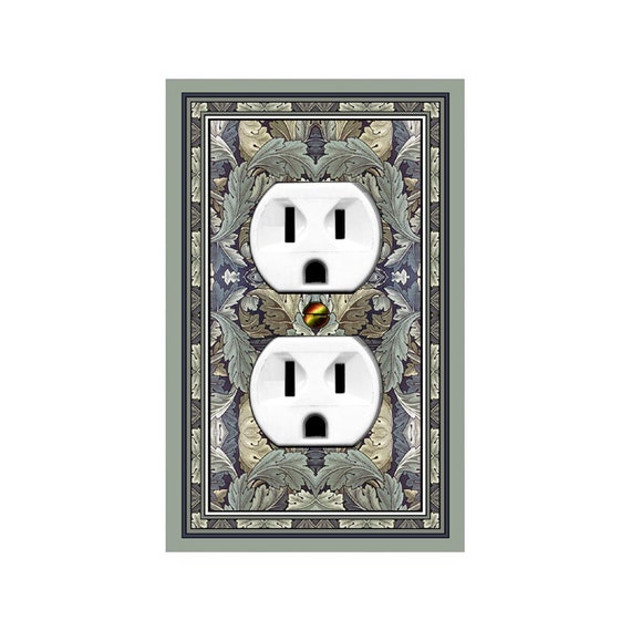 0149A Flat Image of Art Nouveau Morris Acanthus Leaves Dark ~ Mrs Butler Unique Switchplate Cover ~ Use Drop Down Boxes ~ See 0149X Version