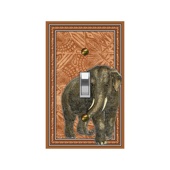 0278A Elephant on Flat Image of African Cloth ~ Mrs Butler Unique Switchplate Cover ~ Use Drop Downs Below ~ See 0278B Background Design