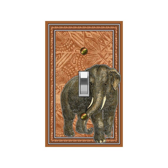 0278A Elephant on Flat Image of African Cloth ~ Mrs Butler Unique Switchplate Cover ~ Use Drop Downs Below ~ See 0278B Background Design