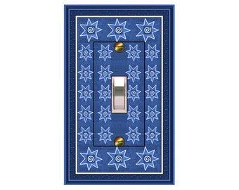 0113b   -  Cobalt Stars light switch plate cover - mrs butler switchplates (choose sizes/prices from drop down box