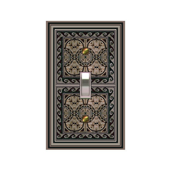 0306B Dark Tile Design- mrs butler switch plate covers - choose sizes / prices from drop down box