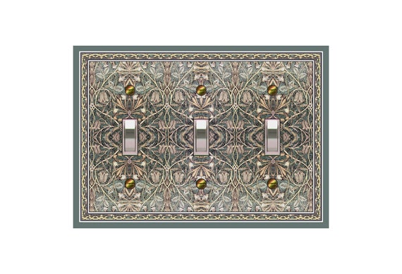 0136X Art Nouveau Morris Harlequin Subtle Ornate Floral Teal Green Tan Cream ~ Mrs Butler Unique Switchplate Cover ~ Use Drop Down Box Below