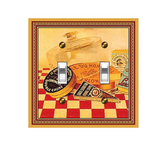 0613A Fromage French Cheese Checkerboard Tablecloth ~ Mrs Butler Unique Switchplate Cover ~ Use Drop Down Box ~ 0613B Red Tablecloth Design