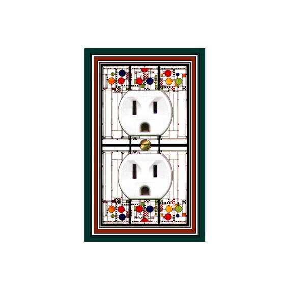 0428X Image of Faux Stained Glass-Look Mod Style Geometric Design Small Circles ~ Mrs Butler Unique Switchplate Cover ~ Use Drop Downs Below