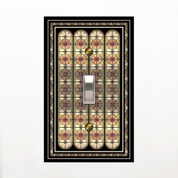 1567X - Pale Colors Pebble Stained Glass (faux)  - mrs butler switch plate covers -