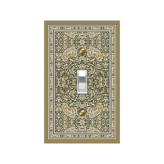 0326B Flat Image of Art Nouveau Tan Floral Rug ~ Mrs Butler Unique Switchplate Cover ~ Use Drop Downs ~ See 0326A on this Background Design