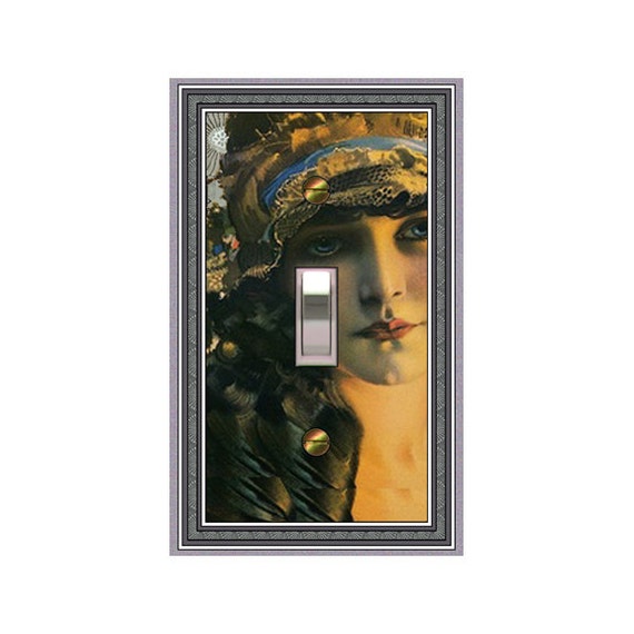1177X Vintage Look Beautiful Gypsy Blue-eyed Brunette Woman ~ Mrs Butler Unique Switchplate Cover ~ Use Drop Down Box Below