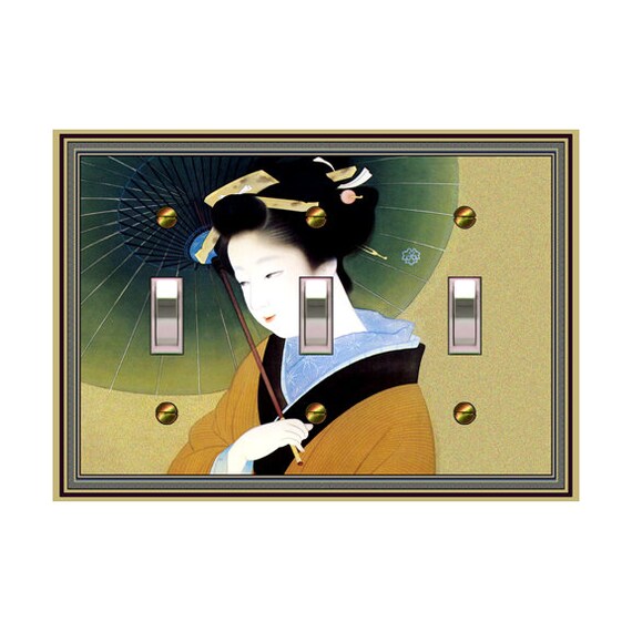 0133X Japanese Woman in Kimono Under Umbrella ~ Mrs Butler Unique Switchplate Cover ~ Use Drop Down Boxes Below ~ See Other Asian Designs