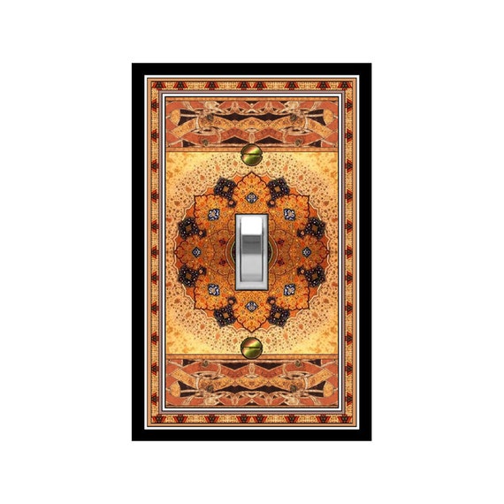 0289X Image of Asian Intricate Ornate Golden Mandala Faux Tile ~ Mrs Butler Unique Switchplate Cover ~ Use Drop Downs ~ More Mandela Designs