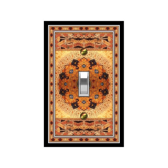 0289X Image of Asian Intricate Ornate Golden Mandala Faux Tile ~ Mrs Butler Unique Switchplate Cover ~ Use Drop Downs ~ More Mandela Designs