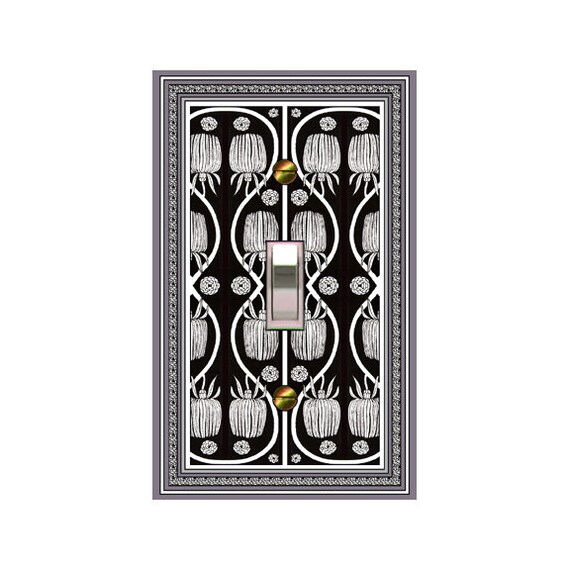 0550X Art Deco Beardsley Black & White Chrysanthemum ~ Mrs Butler Unique Switchplate Cover ~ Use Drop Down Boxes Below ~ See Other Beardsley