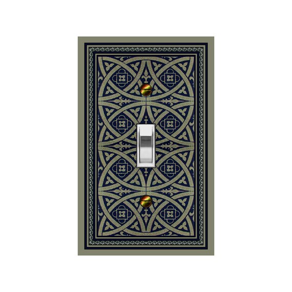 0308B Medieval Celtic Inspired Fleur De Lis Olive Khaki ~ Mrs Butler Unique Switchplate Cover ~ Use Drop Down Box Below ~ Variations 0309A-C