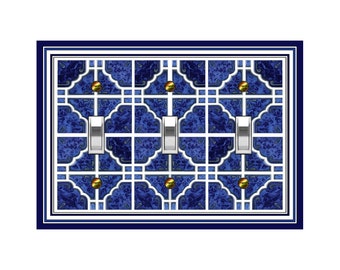 1198X Flat Image of Faux Cobalt Tile w/ Subtle Gray Highlights ~ Mrs Butler Unique Switchplates ~ Use Drop Downs ~See Many Faux Tile Designs