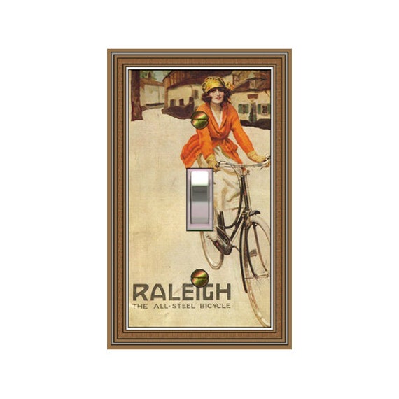 0196X -  Raleigh Bicycle Ad light switch plate cover- mrs butler switchplates -