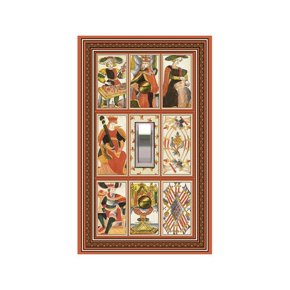 0481A Medieval Tarot Cards Orange - mrs butler switch plate covers - Use Drop Down Box Below - Same Design in brown/tan 0481B