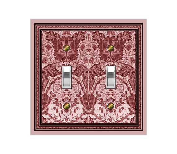 1157R Art Nouveau Wm Morris Rose Reds Flowers & Leaves ~ Mrs Butler Unique Switchplate Cover ~ Use Drop Down Boxes ~ Many Morris Designs