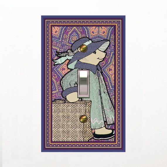 0236A-Shopping Bear light switch plate cover-mrs butler switchplates-choose sizes/prices- from drop down box-ck out 0236b