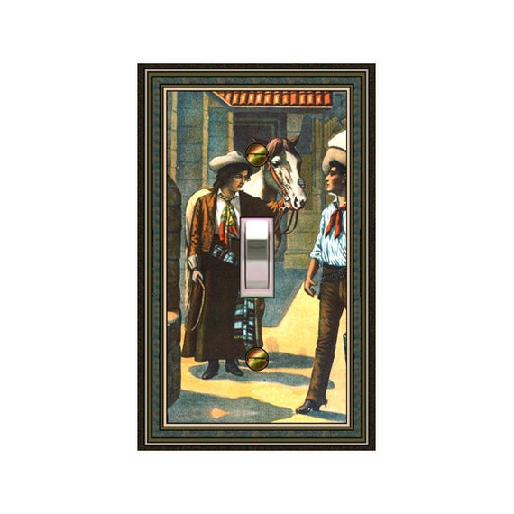 1504X Flat Image Cowgirl, Cowboy & Horse Old West Western Design ~ Mrs Butler Unique Switchplate Cover ~ Use Drop Downs Below