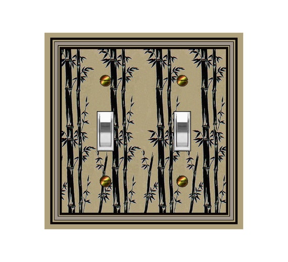 0566X Asian Black Bamboo Trees on Khaki ~ Mrs Butler Unique Switchplate Cover ~ Use Drop Down Box Below ~ See Other Bamboo Designs